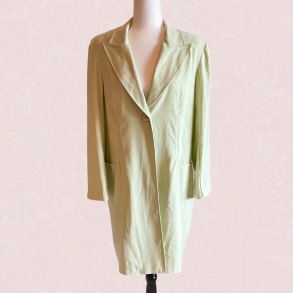 Vintage 90's pastel green long line blazer jacket - Picture 8 of 15